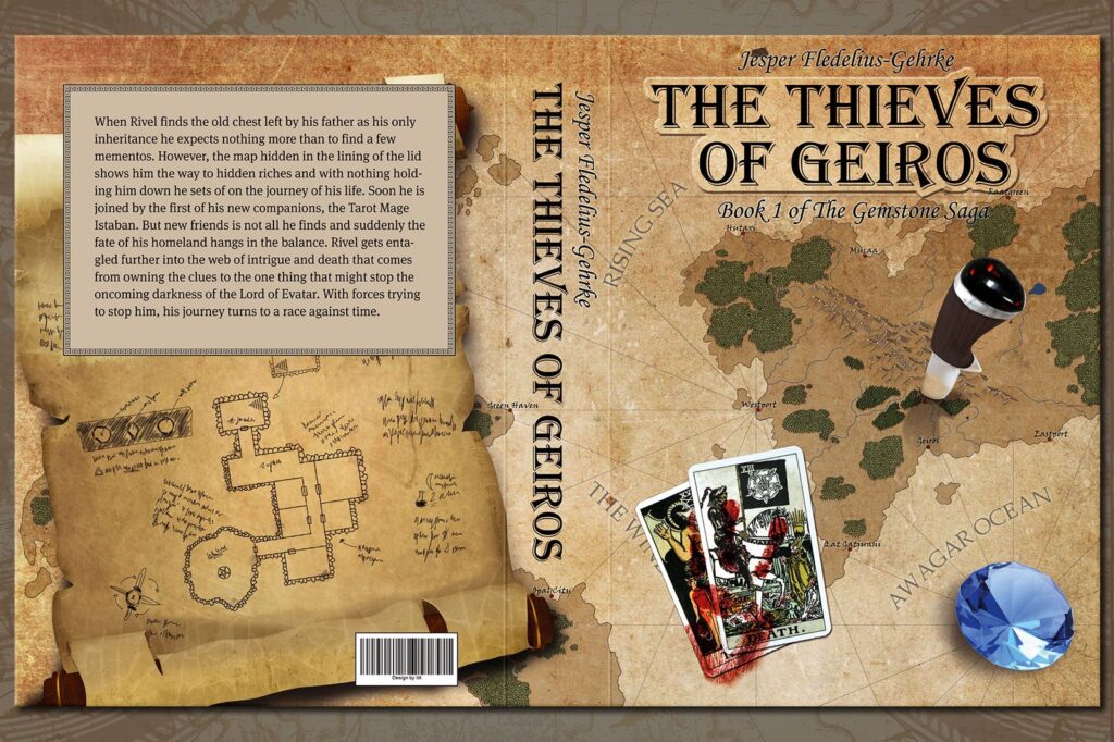 Book cover with a map as a background