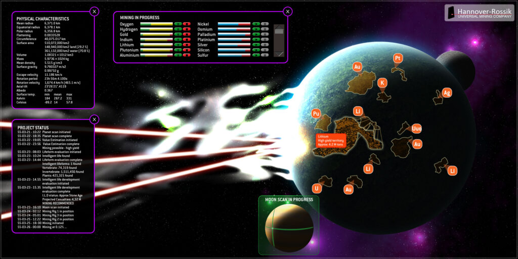 Sci-fi map, of planetary mining