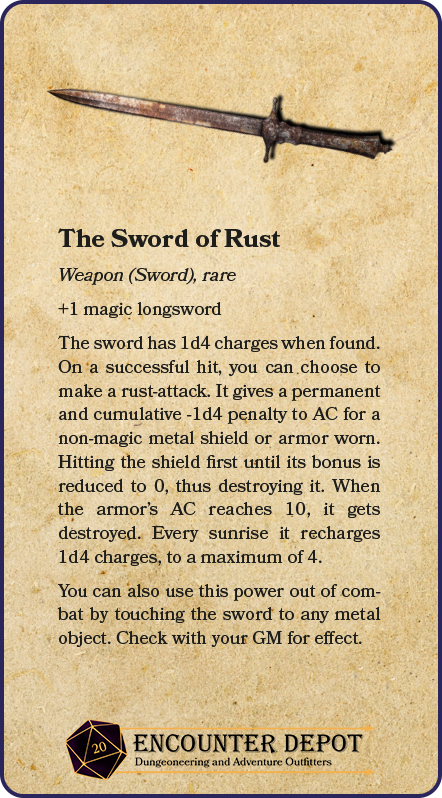 Magic Item for DnD - The Rust Sword